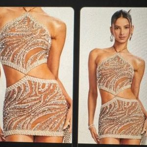 Retrofete Viola Sequin Tiger Stripe Dress Size M